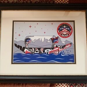 Andy Everson indigenous Vancouver Island artist framed print I-Hos-K’Him 1997